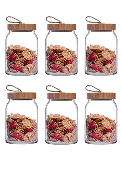 Paşabahçe 6 Woody Jars 860 Cc Wooden Lids 43583