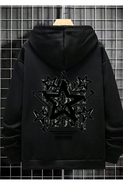 Black Sokak Μαύρο ανδρικό φούτερ με κουκούλα Wisdom Printed