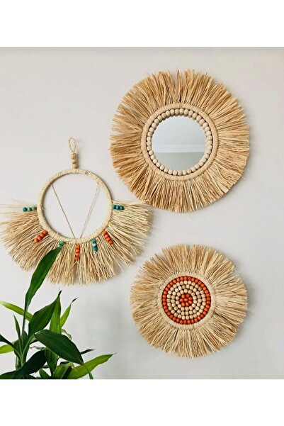 DekorHomes Rafya Ayna Bohem Ayna Duvarsüsü Ayna Ofis Aynası Balkon Dekorasyonu