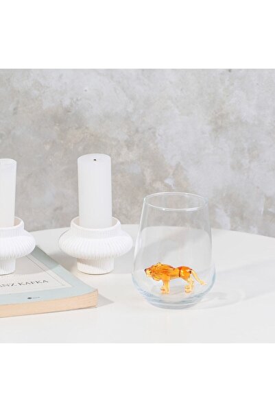 ADAMODART Single Water Glass with Lion Figure