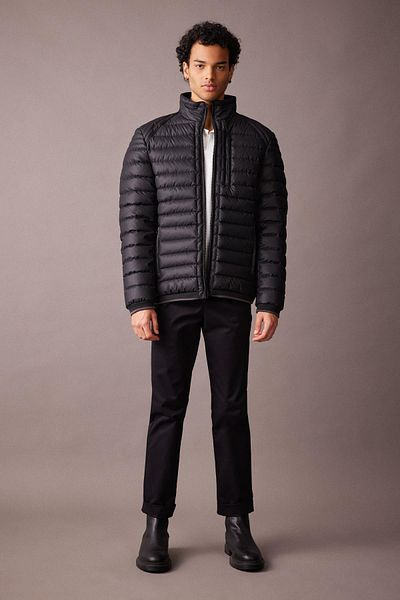 DeFacto Kabát Slim Fit Puffer z umělé kůže – stojáček s kapsami na zip A4016Ax23Wn