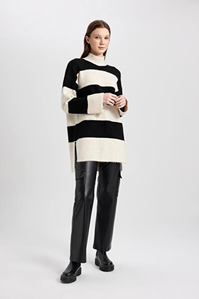 DeFacto Csíkos garbós pulóver tunika - B4283ax23wn