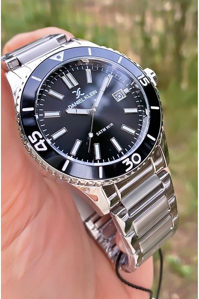 Daniel Klein Men's Wristwatch - 2 Years Warranty, Silver Colored Steel Cord, Bracelet Gift