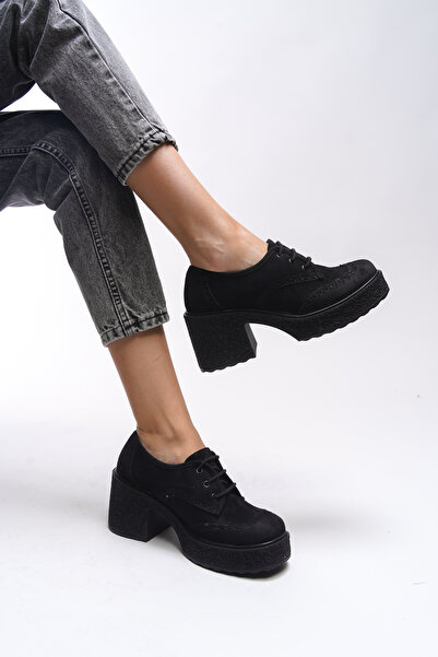 Riccon Дамски мокасини от черен велур Ghinziss - токчета и връзки 00121570