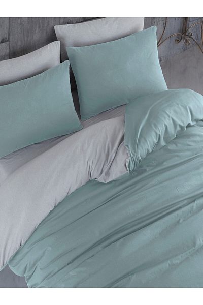 NANOSOFT Duvet Cover Set Double Size (Oversize) Mint Green-grey