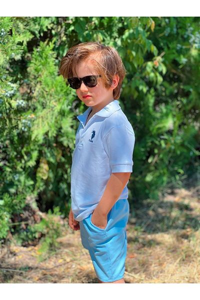 Butik Boy's Polo Collar Gabardine Shorts Set