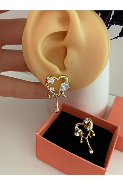 Arescollection سلسلة VIP أقراط على شكل قلب من حجر الزركون بدون تشويه