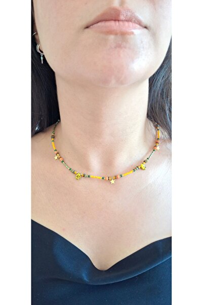 azra takı tasarım Ethnic Short Women's Necklace - Handmade Czech Glass