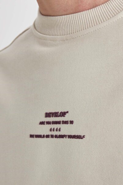 DeFacto Boxy Fit Bisiklet Yaka Baskılı Sweatshirt A4475ax23au