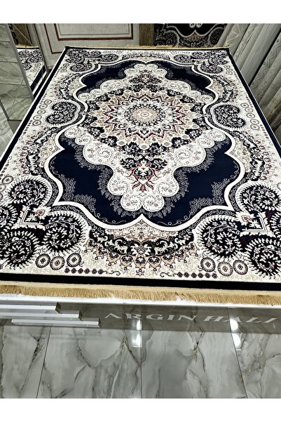 SEMERKANT Etnik Desen Lacivert Halı Argın Halı