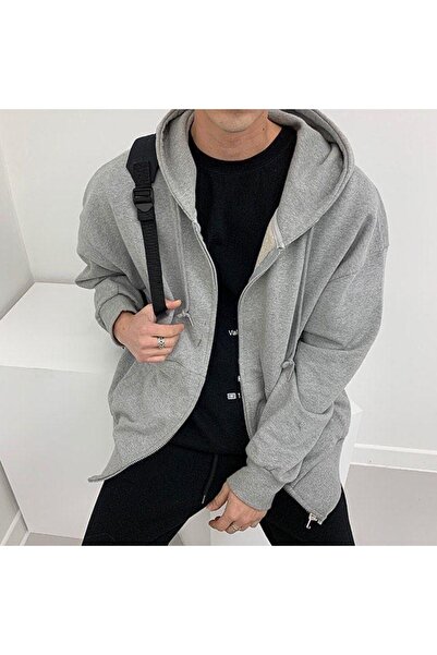 NO 601 Men's Gray Hooded Zippered Winter Jacket