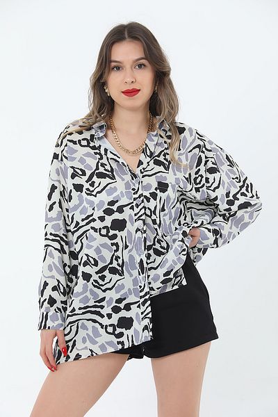 Pattaya Women's Patterned Oversize Shirt P24s191-0603