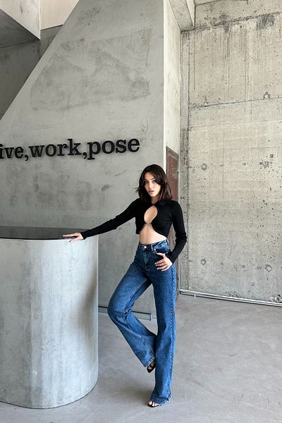 XRAY JEANS Pantaloni de damă elastici cu picioare largi Palazzo K.blue Denim