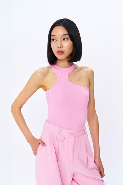 Quzu Pink Bodysuit - Decollete Detailed
