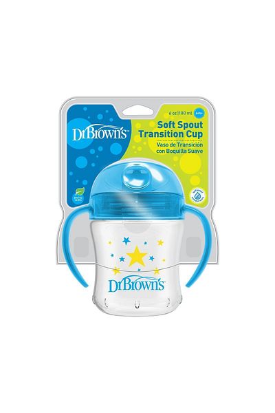 Dr.Brown's 180 ml Silicone Mouth Drinking Cup Blue Star Pattern 6 Months