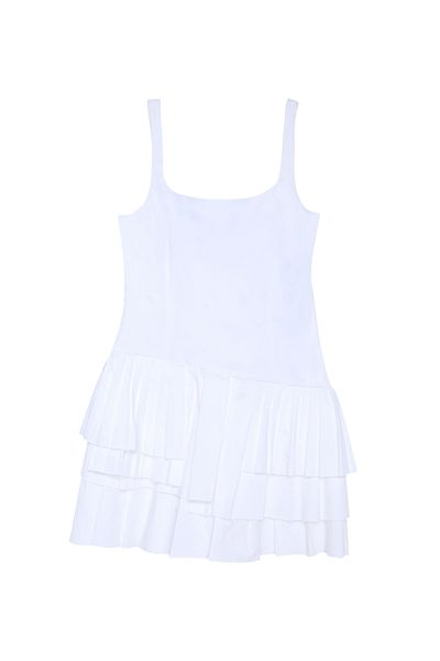 Quzu Rochie mini albă cu croială asimetrică