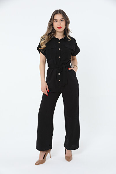 Pattaya Women's Front Buttoned Pocket Linen Jumpsuit P24S191-4031