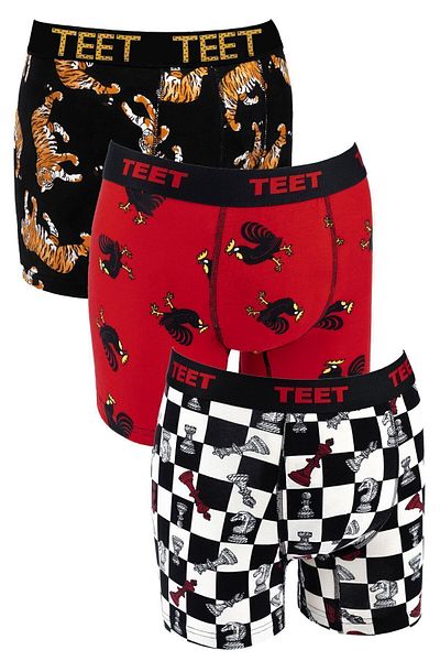 TEET Ανδρικό Boxer Premium Σετ 9 Δώρο με μοτίβο από βαμβακερό Lycra