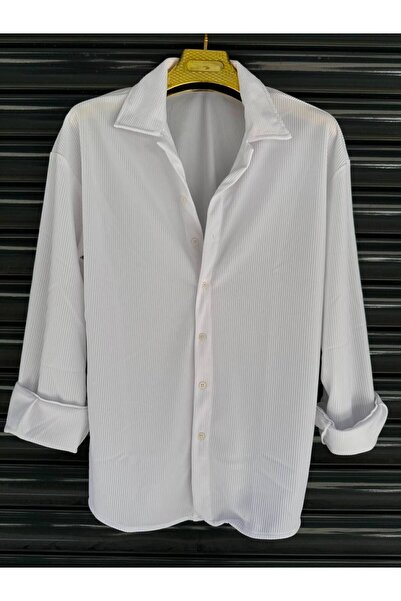 oneoff Ανδρικό χειμερινό εποχιακό λευκό κορδόνι οθωμανικό υφή oversize πουκάμισο