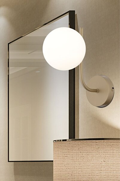 Apliqa Lowel Tekli Eskitme Beyaz Camlı Modern Yatak Başı Salon Aplik