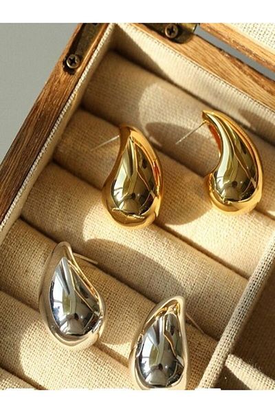 ASNA JEWELLERY قطرة الماء Hailey Bieber أقراط فضية اللون