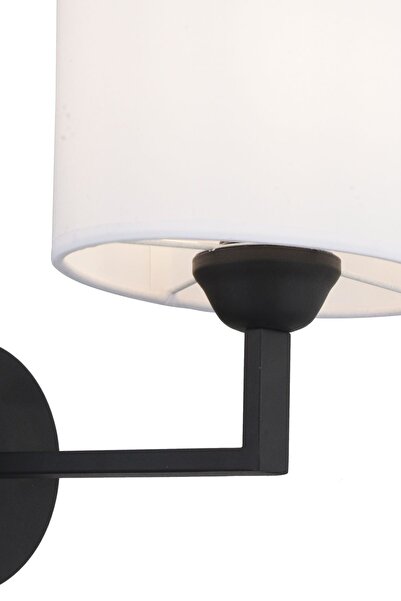 Apliqa Zadie Tekli Beyaz Şapkalı Siyah Duvar Lambası Yatak Odası-yatak Başı-banyo Için Modern Aplik