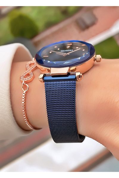 Homies Brand Navy Blue Color Waterproof Men's Wristwatch - With Bracelet Gift