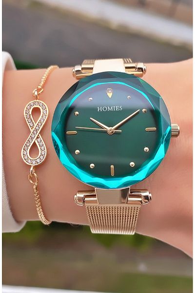 Homies Brand Yellow Color Waterproof Women's Wristwatch - With Bracelet Gift