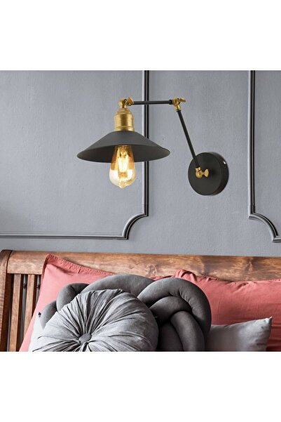 Apliqa Peyma Siyah Yatak Odası-Yatak başı,Cafe,Restoran için Duvar Lambası Modern Retro Aplik