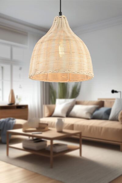 Apliqa Bannan Tekli Rattan Modern Tasarım Hazeran Avize Oturma Odası Bambu Avize