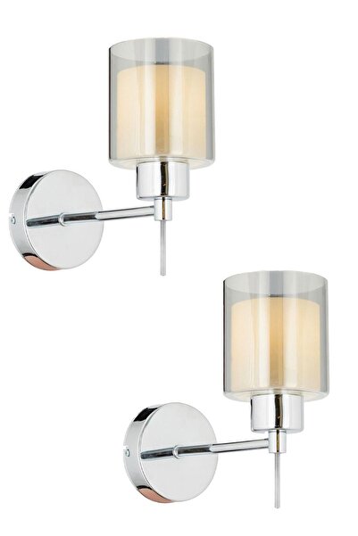 Apliqa Goldie Krom Yatak Odası-Yatak Başı Duvar Lambası 2'li Aplik Seti