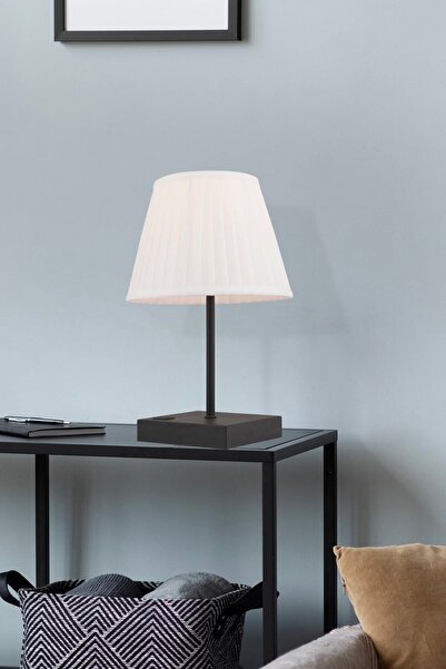 Apliqa Edel Usb Girişli Hızlı Telefon Şarj Edilebilir Beyaz Şapkalı Siyah Masa Lambası Abajur