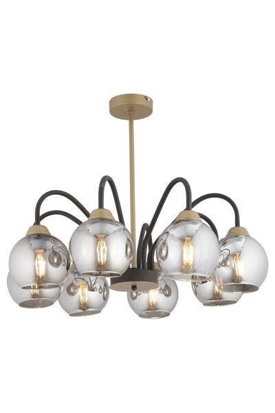 Apliqa Ulrika 8'li Siyah Eskitme Füme Camlı Modern Mutfak Yatak Odası Salon Avize