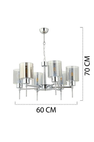 Apliqa Cemre 6'Lı Krom Modern Tasarım Yatak Odası Salon Avize-Aplik Seti 3 Parça Avize-Aplik Seti Seti