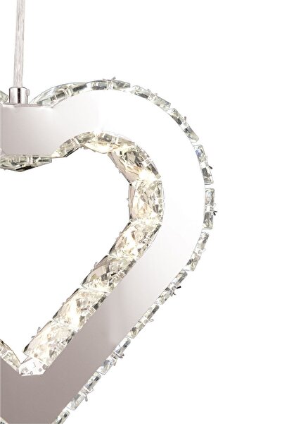 Apliqa Evin Kalp Krom Kaplamalı Kristalli Taşlı Modern Tasarım  Kristal  Salon Avize