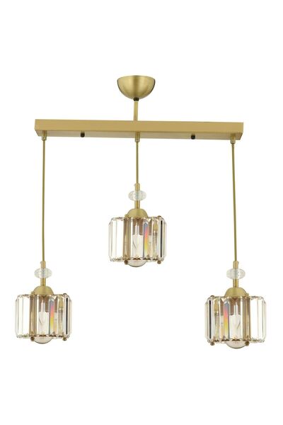 Apliqa Bonita Eskitme 3 Lü Sıralı Kristalli Taşlı Modern Tasarım Kristal Salon Sarkıt Avize