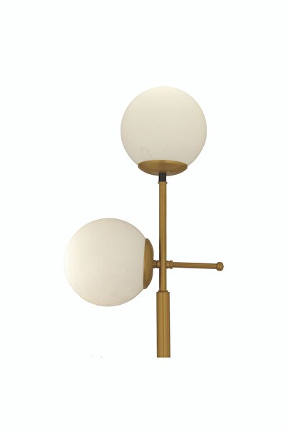 Apliqa Günay 2li Gold Beyaz Camlı Modern Dekoratif Tasarım Oturma Odası-Salon Lambader