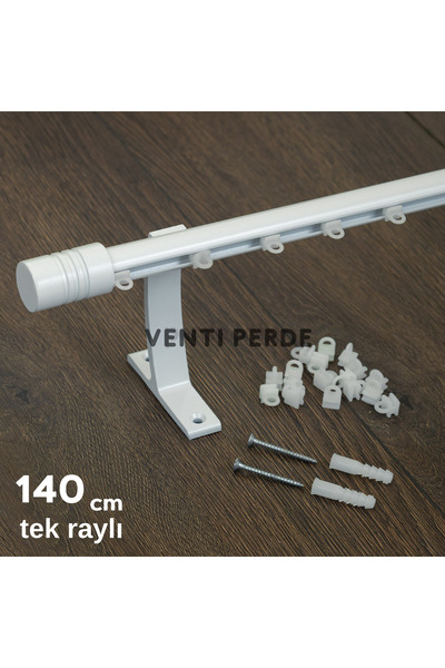 wenthi Suport pentru perdele cu o singură șină, metal rustic, cu cornișă albă...