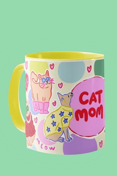 Hello Melody Design Mug "CAT MOM" from Hello Melody mug series - Original design digital printing mug 9.5x8 cm