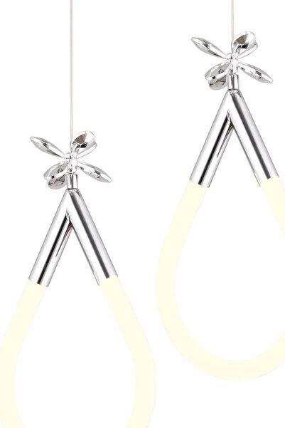 Apliqa Vojens 5'li Sıralı Krom Ledli Kelebek Detaylı Modern Koridor, Yatak Odası Salon Sarkıt Led Avize