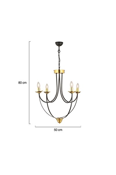 Apliqa Obito 4Lü Siyah Gold Modern Sarkıt Yatak odası Retro Salon Avize