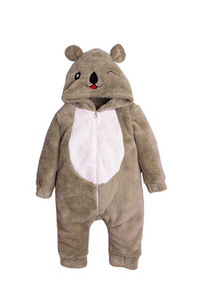 Chicsy Baby Kışlık Tatlı Peluş Kapüşonlu Ayıcık Nakışlı Bebek Çocuk Welsoft T...