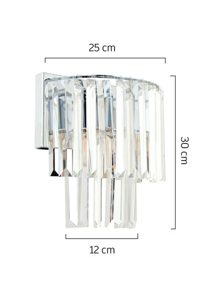 Apliqa Nilüfer Krom Kristal Taşlı Duvar Lambası Yatak Odası-Yatak Başı-Salon için Aplik