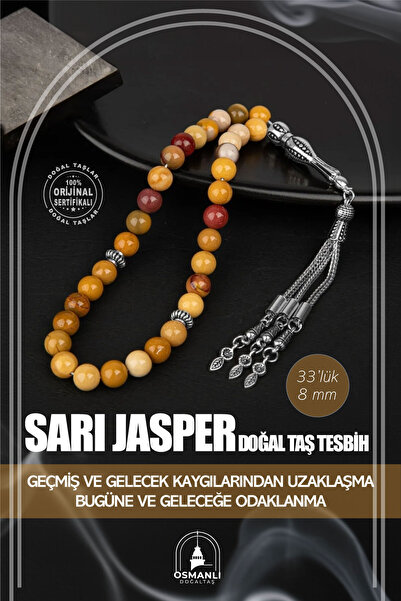 OSMANLI DOĞAL TAŞ 8mm Κίτρινο Ιασπί Φυσική Πέτρα Χάντρες προσευχής - 33τμχ