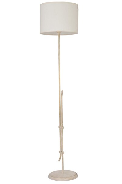 Apliqa Jolly Beyaz Şapkalı Beyaz Modern Tasarım Ayaklı Abajur Lamba Metal Lambader