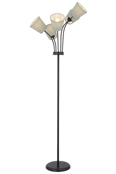 Apliqa Lara 5li Şapkalı Siyah Moder Tasarım Dekoratif Oturma Odası-Salon Lambader