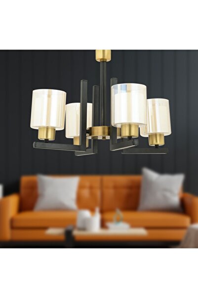 Apliqa Tisse 4 Lü Eskitme Siyah Modern Yatak Odası Mutfak Oturma Odası Salon Avize