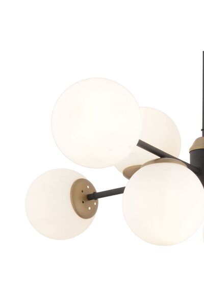 Apliqa Beria 8'li Sıralı Eskitme Beyaz Camlı Modern Oturma Odası Salon Avize