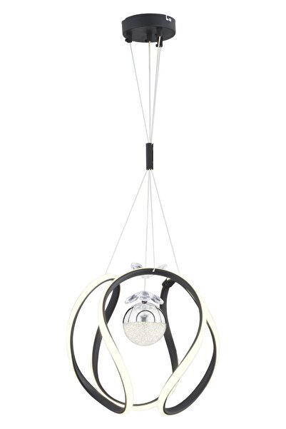 Apliqa Leroy Tekli Siyah Krom 3 Renkli 40 Watt Ledli Modern Oturma Odası, Koridor, Salon Led Avize