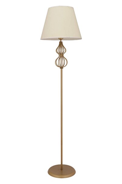 Apliqa Vance Beyaz Şapkalı Eskitme Modern Tasarım Ayaklı Abajur Lamba Metal Lambader